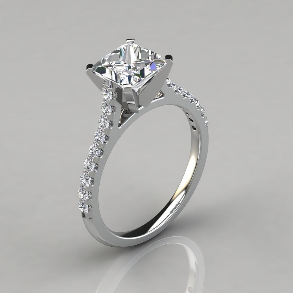 Tall Cathedral Princess Cut Moissanite Engagement Ring | Forever Moissanite