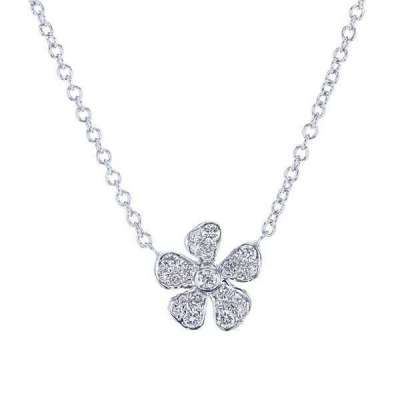 18K Diamond 5 Petal Flower Necklace Profile Picture