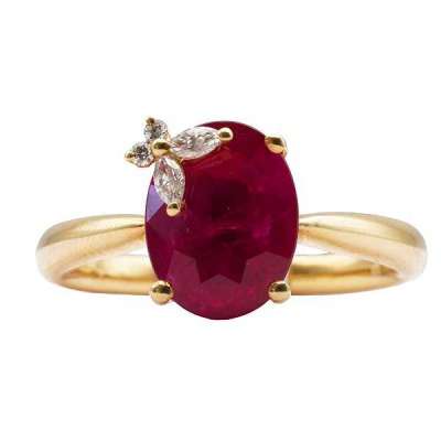 Korman Signature 18kt Yellow Gold Oval Burma Red Heated Ruby Profile Picture