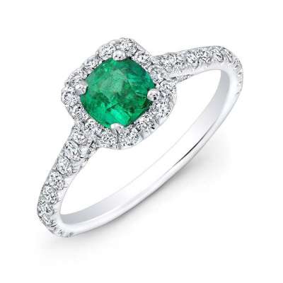 Cushion Emerald and Diamond Halo Ring Profile Picture