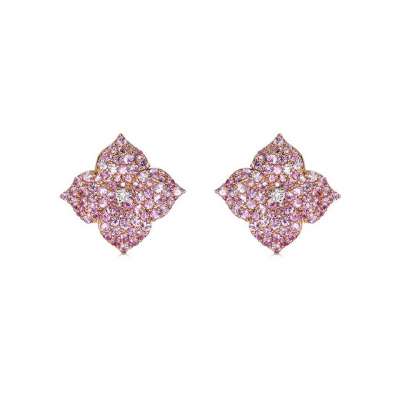 Piranesi 18kt Rose Gold Small Pink Sapphire Flower Earrings Profile Picture