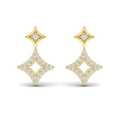 14k Yellow Gold Drop Diamond Earrings Profile Picture