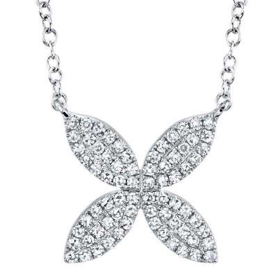 Shy Creation 14k White Gold Flower Diamond Necklace Profile Picture