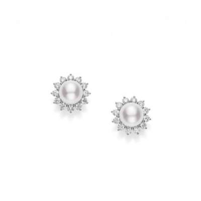 Akoya Cultured Pearl Earrings with Diamonds Profile Picture