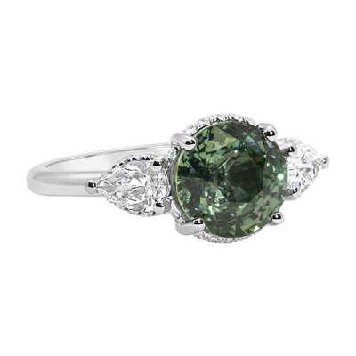 Platinum Green Sapphire Diamond Ring Profile Picture