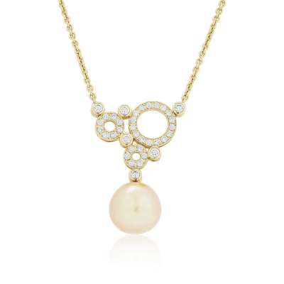 18K Yellow Gold Golden South Sea Pearl and Diamond Necklace Profile Picture