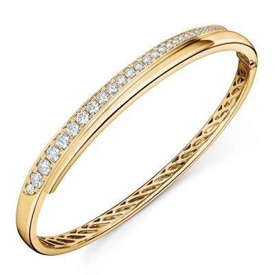 Hearts on Fire Vela Crossover Diamond Yellow Gold Bangle Bracelet Profile Picture