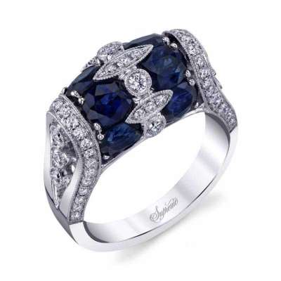 Sapphire and Diamond Barrel Ring Profile Picture