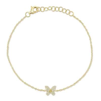 Shy Creation 14k Yellow Gold Butterfly Diamond Bracelet Profile Picture