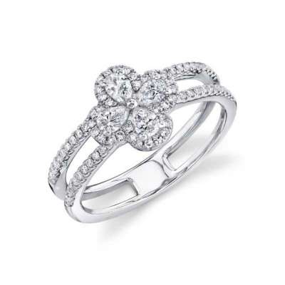White Gold Diamond Clover Ring Profile Picture