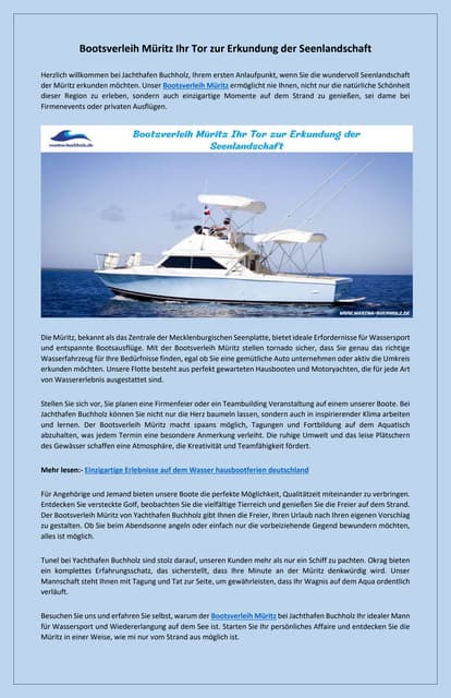 Hochwertige Boote für Ihren Urlaub mieten Bootsverleih Müritz | PDF