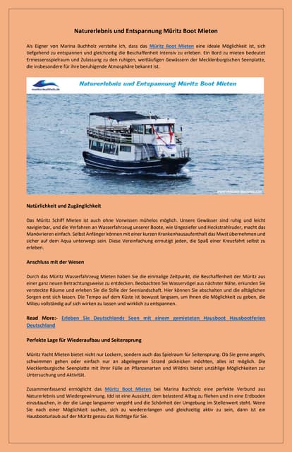 Boot mieten auf der Müritz für traumhaften Urlaub | PDF