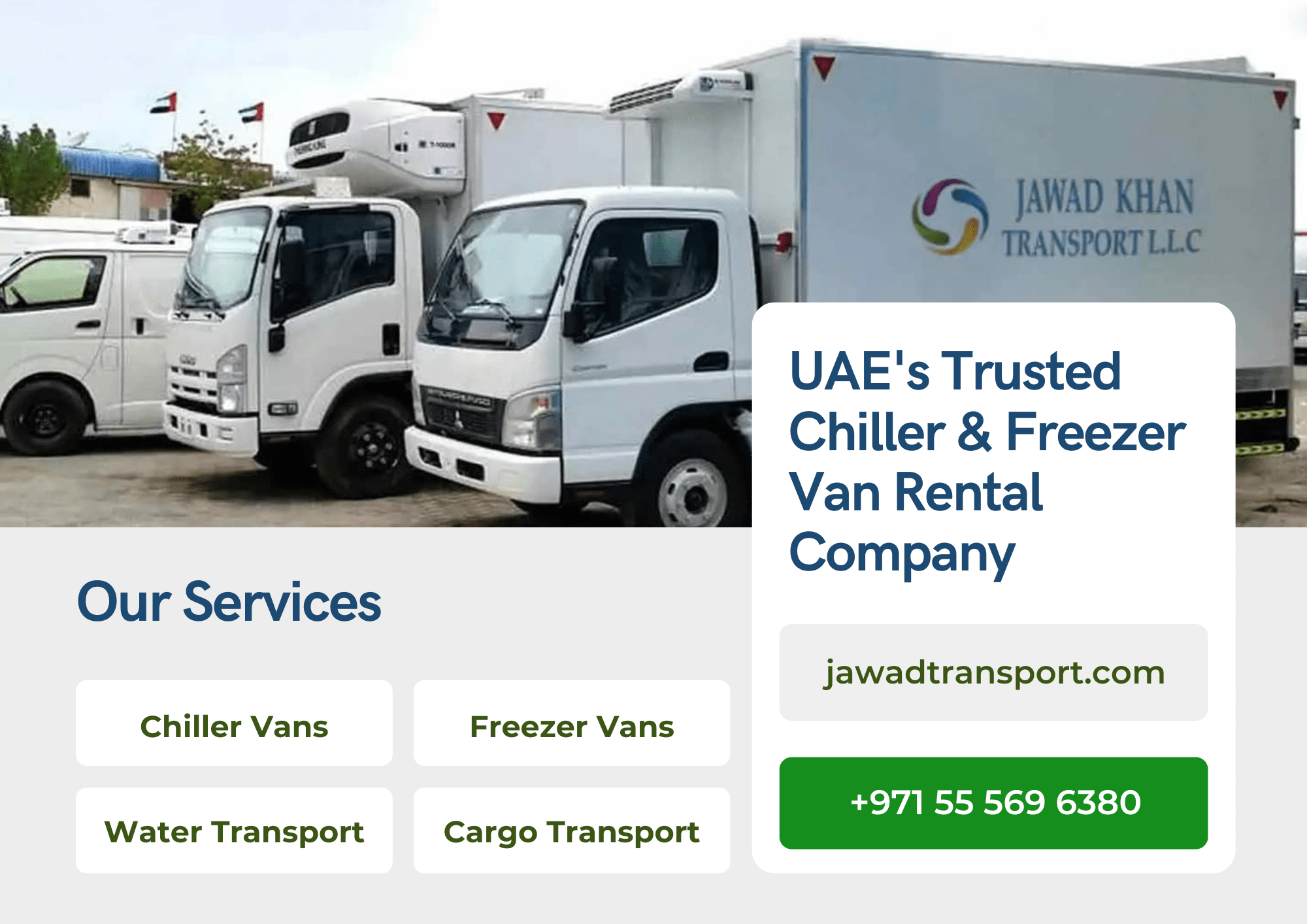 Chiller van for rent in Abu Dhabi Dubai, UAE - Jawad Transport